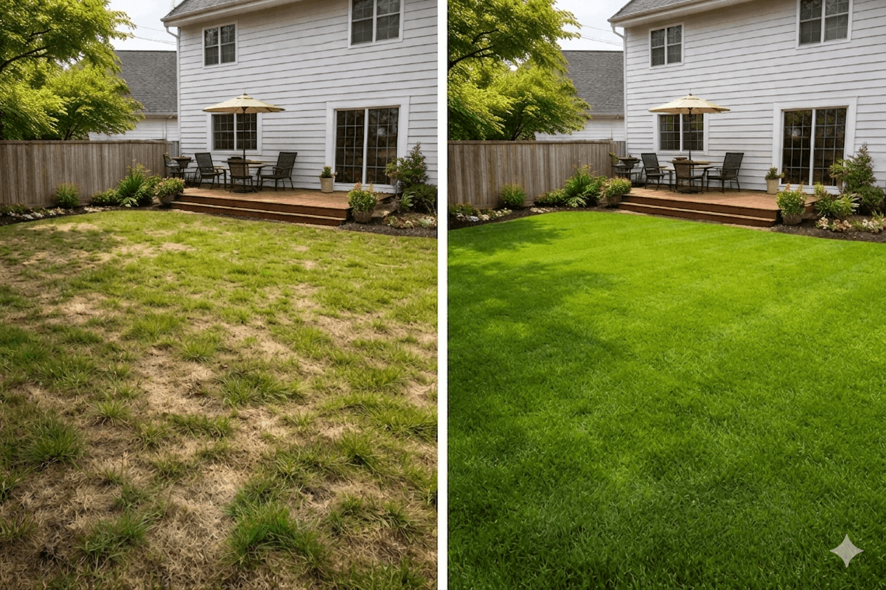 Lawn before and after transformation 1